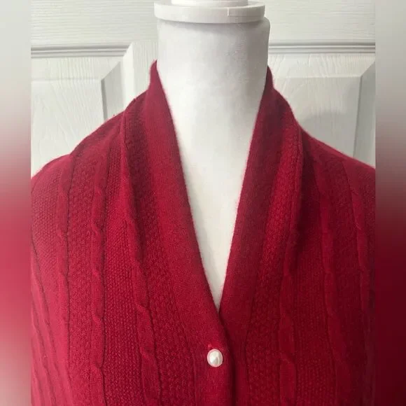 RanRui Cashmere Wool Wrap Buttoned Sweater Shawl Deep Red Maroon Women’s OS - Picture 3 of 8